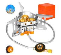 Fourfiy Camp Stove, 12800w Windproof Camping Stove, Portable Foldable Backpacking Stoves with Piezo Ignition for Outdoor Cooking, Hiking & Picnics (12800W copper)