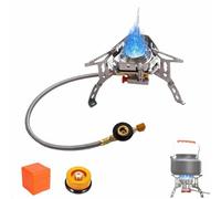 Fourfiy Camp Stove, 9900w/7200w Windproof Camping Stove, Camping Gas Stoves with Piezo Ignition, Portable for Hiking Campings Backpacking Picnics (Single-head)