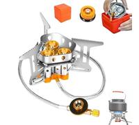 Fourfiy Camp Stove, Fourfiy Micro Camping Stove, 9900w Windproof Camping Stove, Fast Boil & Lightweight Adjustable Flame For Outdoor Cooking (Single head,2 pcs)