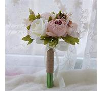 Fouriding Bouquet da Sposa Bouquet di Peonia Fiori Artificiali Fiori Vintage Decorazione di Nozze