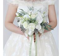 Fouriding Bouquet da sposa stile vintage rosa bianca sposa bouquet artificiale damigella d'onore decorazione di nozze bouquet
