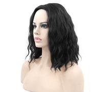 Fouriding Parrucca Donna Capelli Ricci Corti Onda Bob Parrucca Cosplay Wig (Nero)