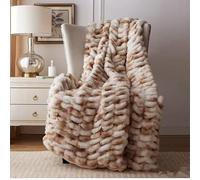 Fouriding Pelliccia Sintetica Lancio Coperta, Inverno Morbido Caldo Bolla Pelliccia Sintetica Coperta in Pile per Letto Divano Coperta Casual Coperta Copriletto (150×200CM, Marrone beige)