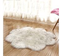 Fouriding Tappeto in Pelliccia Sintetica Tappeto Peloso Shaggy Forma di Fiore Tappeti Peluche Ultra Morbido Antiscivolo Decorativo per Divani Del Soggiorno e Camere da Letto(Bianca Grigio, 60 * 60cm)
