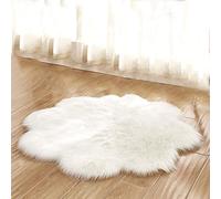 Fouriding Tappeto in Pelliccia Sintetica Tappeto Peloso Shaggy Forma di Fiore Tappeti Peluche Ultra Morbido Antiscivolo Decorativo per Divani Del Soggiorno e Camere da Letto(Bianca, 90 * 90cm)