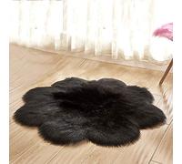 Fouriding Tappeto in Pelliccia Sintetica Tappeto Peloso Shaggy Forma di Fiore Tappeti Peluche Ultra Morbido Antiscivolo Decorativo per Divani Del Soggiorno e Camere da Letto(Nero, 90 * 90cm)