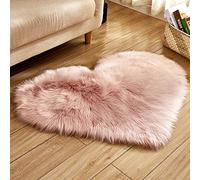 Fouriding Tappeto Peloso Shaggy Tappeto Lungo Forma di Cuore tappeti Peluche Ultra Morbido in Pelle di Pecora Decorativo per Divani Del Soggiorno e Camere da Letto(Rosa, 30 * 40CM)
