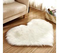 Fouriding Tappeto Peloso Shaggy Tappeto Lungo Forma di Cuore tappeti Peluche Ultra Morbido in Pelle di Pecora Decorativo per Divani Del Soggiorno e Camere da Letto(Bianca Grigio, 70 * 90CM)