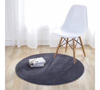 Fouriding Tappeto Rotondo Tappeti Tappetino Colore Puro Bambino Camera da Letto Soggiorno Cucina Cucina Moderno Non Antiscivolo Yoga Decorazioni Grigio Scuro