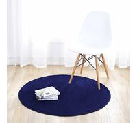 Fouriding Tappeto Rotondo Tappeti Tappetino Colore Puro Bambino Camera da Letto Soggiorno Cucina Cucina Moderno Non Antiscivolo Yoga Decorazioni Blu