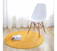 Fouriding Tappeto Rotondo Tappeti Tappetino Colore Puro Bambino Camera da Letto Soggiorno Cucina Cucina Moderno Non Antiscivolo Yoga Decorazioni Giallo