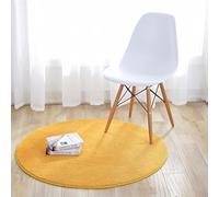 Fouriding Tappeto Rotondo Tappeti Tappetino Colore Puro Bambino Camera da Letto Soggiorno Cucina Cucina Moderno Non Antiscivolo Yoga Decorazioni Giallo
