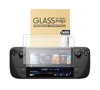 Fourmor Pellicola salvaschermo per Steam Deck OLED da 7,4 pollici (Nuovo 2023) - Pellicola in vetro temperato 9H, HD trasparente resistente ai graffi, scatola in pelle bovina, confezione da 2