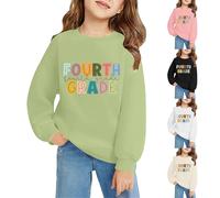 Fourth Grade Felpa per il primo giorno di scuola, per bambini, ragazze e ragazzi, maglione per il rientro a scuola, maglia a maniche lunghe, girocollo con stampa con lettere (verde, 3-4 anni)