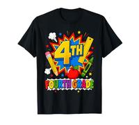 Fourth Grade Pencil Ruler Apple Comic Back To School Student Maglietta