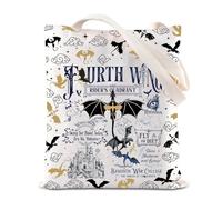 Fourth W Tote Bag Romantasy Fantasy Bookish Gift Fly or Die Dragon Rider Borsa a tracolla 4th Wing Merch, Fly Or Die Full T Regno Unito, INCHES