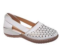 FOURTOC Mocassini Donna Mocassino Morbida Pelle Scarpe da Passeggio Plateau Slip on Classiche Zeppa Esterno Interni la Primavera Estate,Bianca,US10/EU42