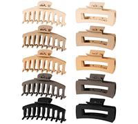 Fousenuk 10 Pezzi Mollettone per Capelli Donna Grande, Pinze Antiscivolo Resistente, 2 Stili, Medie, 5 Colori Plastica Opaca
