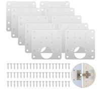 Fousenuk 10 Pezzi Piastra di Riparazione Della Cerniere Inossidabile, Ante Cucina 9×9cm Cerniere Mobili Porte, Piastre Armadio Legno Porte con Fori, kit di Montaggio della cerniera Acciaio con 60 Viti