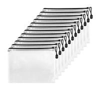 Fousenuk 12 Pcs A4 Sacchetto di Zip Impermeabile, Borse di File Mesh, Trasparenti Cartelline Portadocumenti, Buste Plastica Zip, Sacchetto del Documento per Documenti, Ricevute, Cosmetici, nero