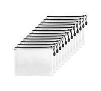 Fousenuk 12 Pcs A5 Sacchetto di Zip Impermeabile, Borse di File Mesh, Trasparenti Cartelline Portadocumenti, Buste Plastica Zip, Sacchetto del Documento per Documenti, Ricevute, Cosmetici, nero