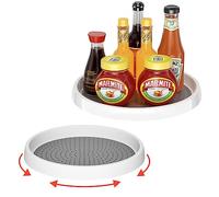 Fousenuk 2 Pezzi Piatto Girevole, 25 e 30cm Vassoio Girevole Frigo, Porta Spezie, 360° Portaspezie Girevole, Organizer Cucina Girevole Portaoggetti per Spezie Barattoli, per Frigorifero e Dispensa