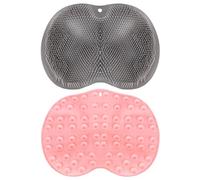 Fousenuk 2 Pezzi tappetino scrubber doccia, scrubber per pulizia piedi, pad massaggio in silicone, spazzola da doccia per schiena, massaggiatori con ventose per Deterge, Alleviare i Piedi Stanchi