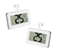 Fousenuk 2 Pezzi Termometro Digitale Magnetiche con Facile da Leggere Display LCD, Termometro Frigorifero con Gancio, Termometri per Frigo per la Casa, Ristoranti, Caffè, Bar(Bianco)