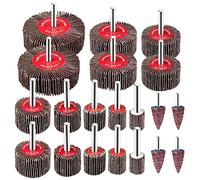 Fousenuk 20 pezzi Dischi Lamellari, Flap Wheel 10 Dimensioni Diverse per Lucidatura con Stelo in Metallo, Ruota Lamellare di Carta Vetrata per Trapano, Smerigliatrice, Utensile Rotante