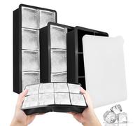 Fousenuk 3 pezzi ghiaccio stampo, cubetti ghiaccio silicone, stampi ghiaccio con coperchio, forme per ghiaccio grandi, per whisky, cocktail e bevande refrigerate (6 scomparti × 2 + 8 scomparti × 1)