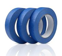 Fousenuk 3 Pezzi Nastro Carta Imbianchino, 50mx25mm Nastro Adesivo Carta Gommata Carta Mascheratura Isolante Blu Gommato, Professionale Masking Tape Imbianchino Pittura Mascheratura, Ottima Adesione