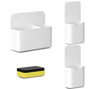 Fousenuk 3 pezzi Portapenne Magnetico Bianco, Porta Pennarelli Magnetici con cancellino magnetico, Supporto per Pennarelli, Portapenne per Lavagna Bianca Superficie in Metallo Frigorifero