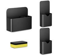 Fousenuk 3 pezzi Portapenne Magnetico Nero, Porta Pennarelli Magnetici con cancellino magnetico, Supporto per Pennarelli, Portapenne per Lavagna Bianca Superficie in Metallo Frigorifero