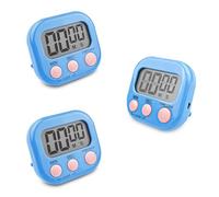 Fousenuk 3 Pezzi Timer da Cucina Digitale Blu, Cronometro Conto Alla Rovescia con Supporto Magnetico Buco, Allarme Forte Grande Display LCD per Cottura al Forno Studio Allenamento Fisico