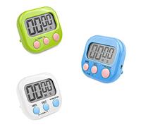 Fousenuk 3 Pezzi Timer da Cucina Digitale con 3 Colori, Cronometro Conto Alla Rovescia con Supporto Magnetico Buco, Allarme Forte Grande Display LCD per Cottura al Forno Studio Allenamento Fisico