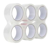 Fousenuk 6 Rotoli Nastro Imballaggio, Nastro Adesivo Imballaggio 48mmx66m Trasparente, Nastro Perpacchi, Nastro Adesiv Trasparente, Nastro da Imballaggio Resistente, per Cartone Imballaggio e Pacchi