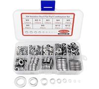 Fousenuk 684 pezzi Rondelle Acciaio, Guarnizioni Acciaio Inox 304 con Scatola Assortimento, Rondella Alzaporta, 9 Misure Assortimento Della Rondella M2 M2.5 M3 M4 M5 M6 M8 M10 M12