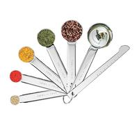 Fousenuk 7 pezzi Cucchiai Dosatori, Misurini Cucina Set in Acciaio Inox 304 con 6 Misurini Cucchiai e 1 Righello, per Culinaria e Pasticceria, Cucchiai Dosatore per Misurare Solidi e Liquido