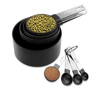 Fousenuk 8 pezzi Cucchiai Dosatori, Misurini Cucina Set con 4 Misurini Cucchiai e 4 Misurino, per Culinaria e Pasticceria, Cucchiai Dosatore con Manico in Acciaio Inox per Misurare Solidi e Liquido