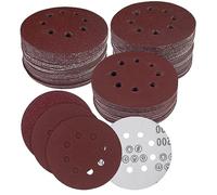 Fousenuk 80 pezzi Dischi Abrasivi ø 125mm, 8 Fori Carta Vetrata, Carta Vetrata Levigatrice, 40/60/80/120/180/240/320/400 Grit Applica Ideale per Levigatura/Lucidatura/Spolveratura