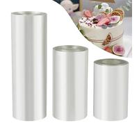 Fousenuk Acetato per Torte, 3 Rotoli Fogli Acetato per Dolci 8cm/10cm/15cm X 10m, Acetato per Pasticceria Trasparente Decora per Pasticceria, per Mousse, Cioccolato, Dessert, Decorazioni per Torte