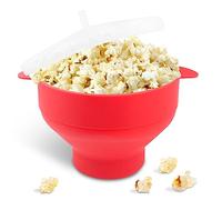 Fousenuk Ciotola per Popcorn, Macchina per Popcorn in Silicone con Coperchio e Manico, Pieghevole Popcorn per Microonde, Popcorn Popper Bowl Senza Olio per Feste in Casa, Serate Cinematografiche