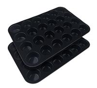 Fousenuk Mini Teglia Muffin, 2 Pezzi Stampo Muffin Stampi SiliconeTeglia per Forno, 33×22×2.5cm Pirottini Silicone Rivestimento Antiaderente, per Muffin, Cupcake, Brownie, Budino, Pasticceria, Nero