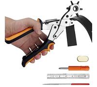 Fousenuk Pinza Fustellatrice per Cinture, Testa Girevole con 6 Fori Intercambiabili Foratrice di Pelle Cuoio, Carte, Cinturini Orologi, Cartone