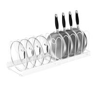 Fousenuk Porta Coperchi Pentole Bianco, Organizer Padelle con 10 Scomparti