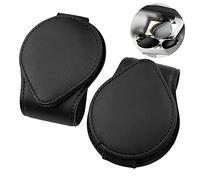 Fousenuk Porta Occhiali da Auto, 2 Pezzi Porta Occhiali per Auto Accessorio Magnetico Occhiali in Pelle per Visiera Parasole Auto, Contiene Biglietti da Visita, Biglietti del Parcheggio, ECC, Nero