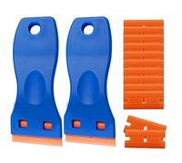 Fousenuk Raschietto Vetro, 2 pezzi Raschietto Plastica con 100 Lame in Plastica, Vetroceramica Professionale Spatola Vetro Lame per Colla, Colore, Decalcomanie, Piano Cottura e Forno, Blu