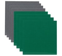 Fousenuk Set da 8 Costruzione Classico Piastre di Base, Basi per Costruzioni con 32x32 Bottoncini, Tavola Classica per Mattoncini Grigio e Verde 25 x 25 cm Compatibile con Tutte le Principali Marche