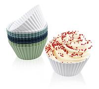 Fousenuk Set di 12 Stampi in Silicone per Dolci, Antiaderenti Stampo Muffin, Riutilizzabili Mini Pirottini Muffin, Teglia Cupcake, Stampini Silicone per Ciambelle, Pastichieria, Budini (4 Colori)