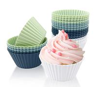 Fousenuk Set di 24 Stampi in Silicone per Dolci, Antiaderenti Stampo Muffin, Riutilizzabili Mini Pirottini Muffin, Teglia Cupcake, Stampini Silicone per Ciambelle, Pastichieria, Budini (4 Colori)